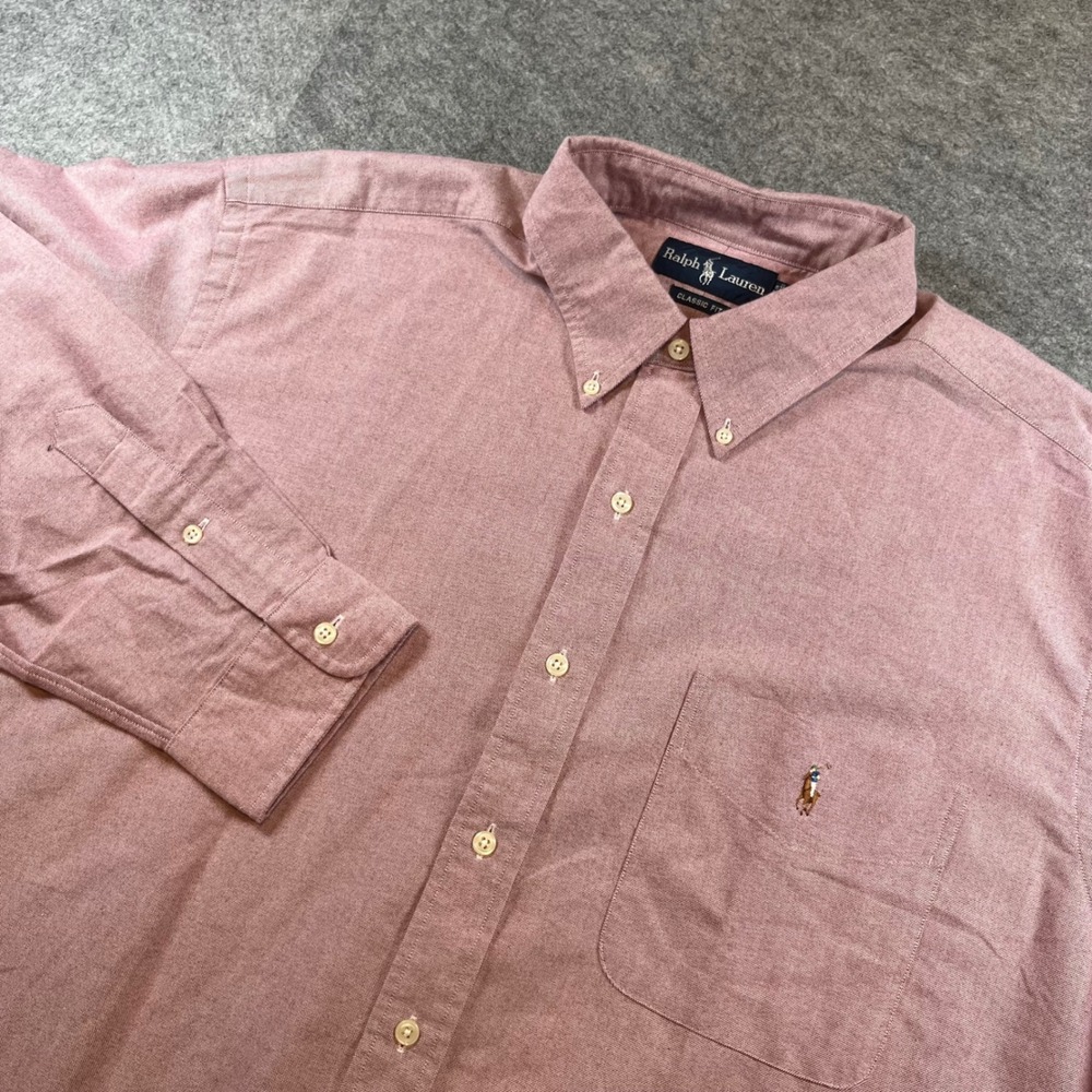 Ralph Lauren Men Classic Fit Oxford Shirt Pink Preppy XL Long Sleeve Button Down